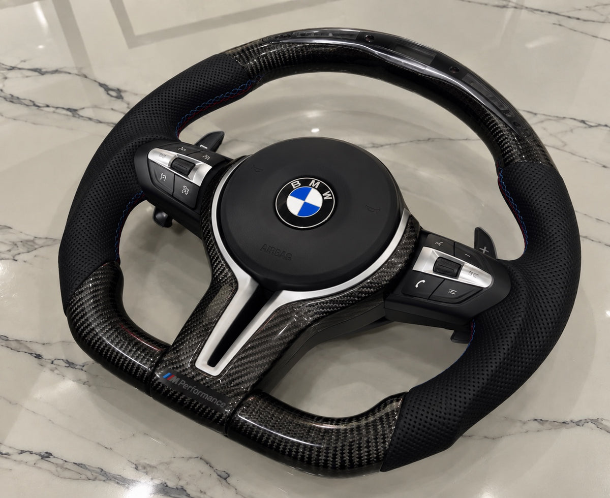BMW M Performance Carbon Fiber LED Flat-Bottom Steering Wheel — cover view